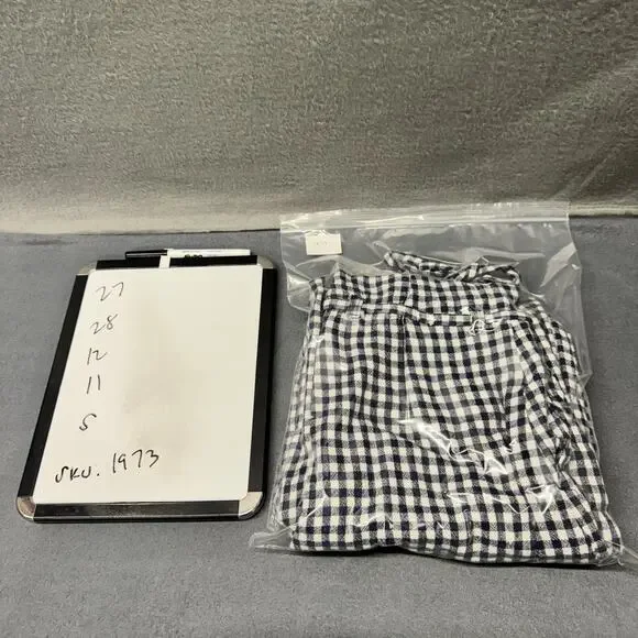 Abercrombie & Fitch Pants Womens Small Blue White Coastal Gingham Linen Blend - Picture 10 of 10